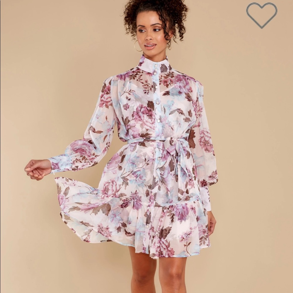Red Dress Floral Mini Dress - Picture 7 of 7